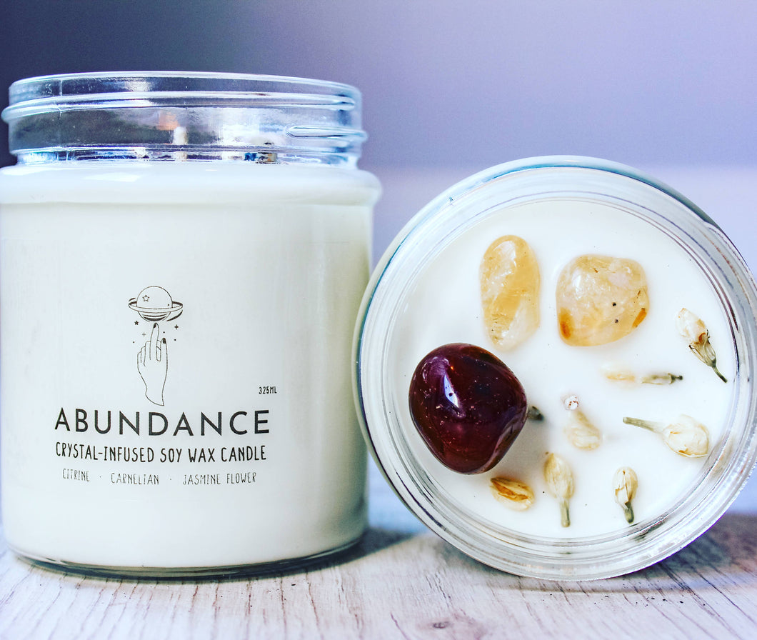 Natures Artifacts Inc - Abundance Crystal Charge Candle | Healing Crystal Candle