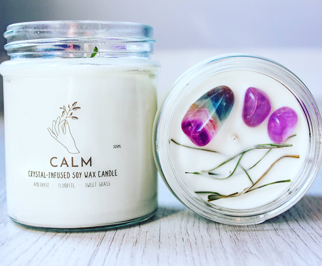 Natures Artifacts Inc - Calm Crystal Charge Candle | Healing Crystal Candle